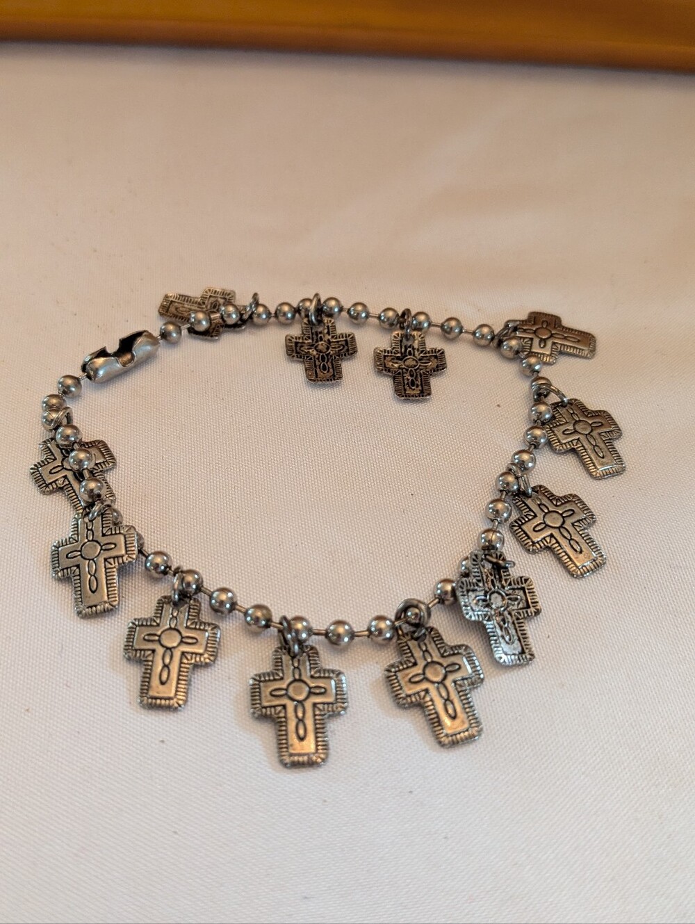 Silver Cross Charm Bracelet - Women's Religious Jewelry